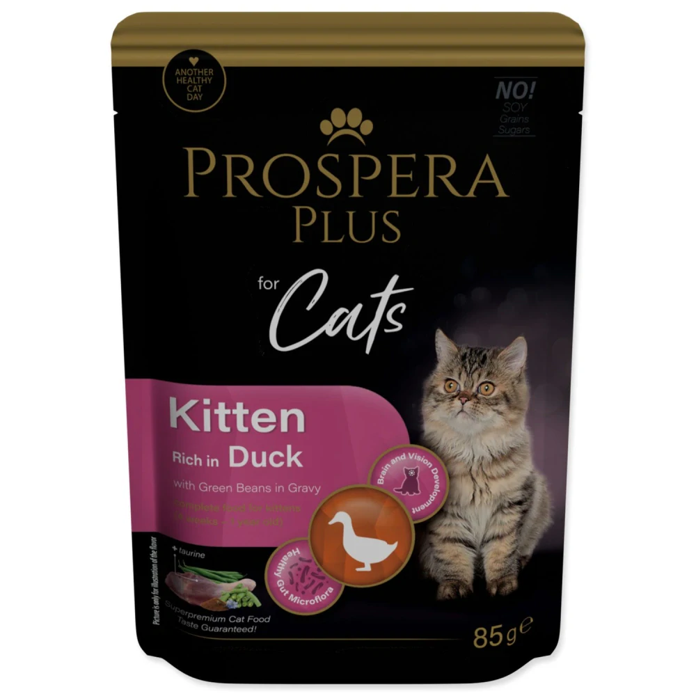 Kapsička Prospera Plus Kitten, Duck, Green Beans 85 g