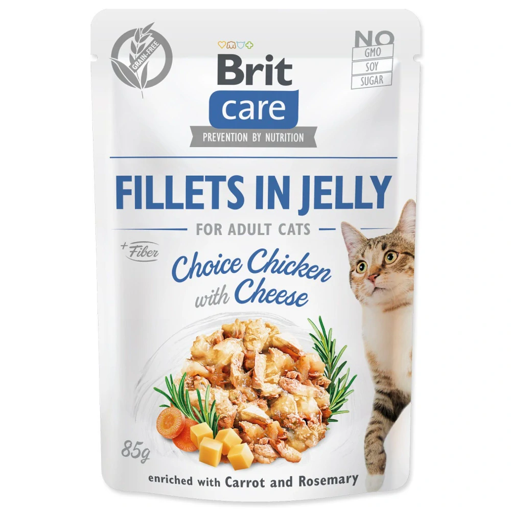 Kapsička Brit Care Cat kuře se sýrem, filety z želé 85 g