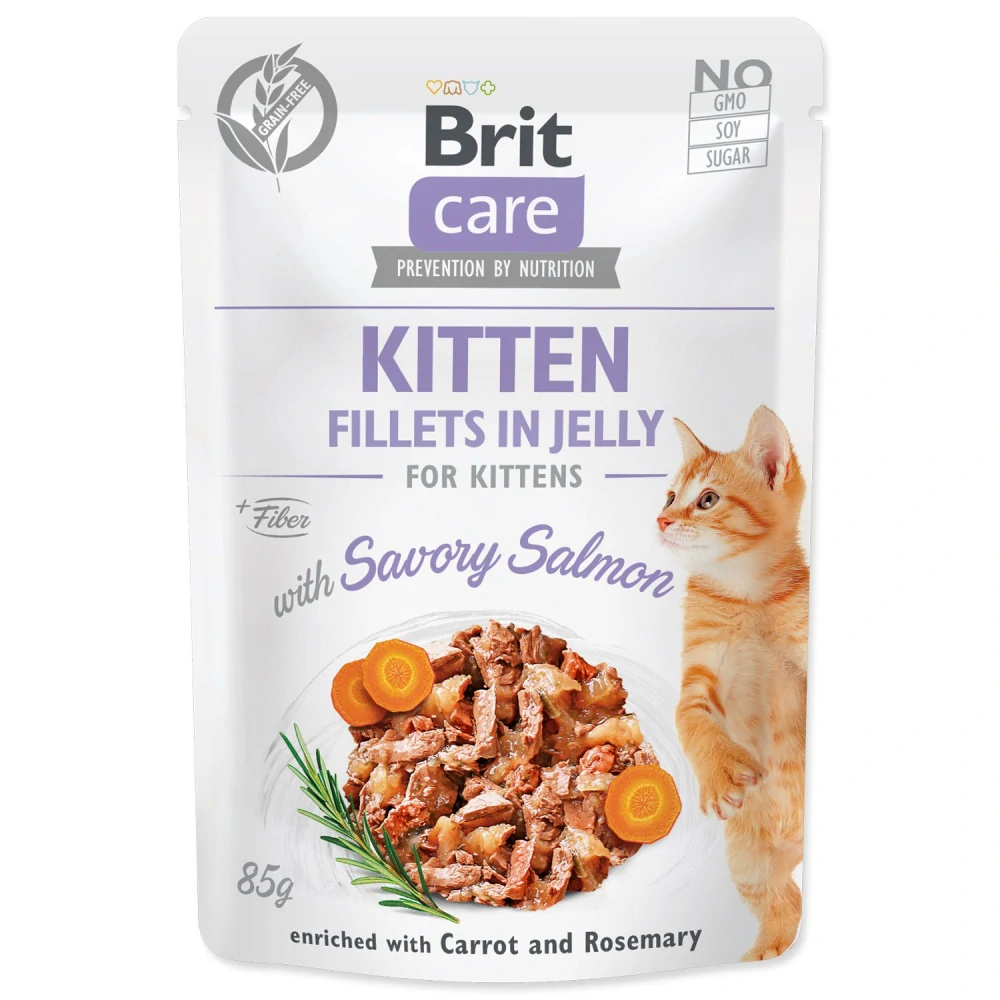 Kapsička Brit Care Cat Kitten losos, filety v želé 85 g