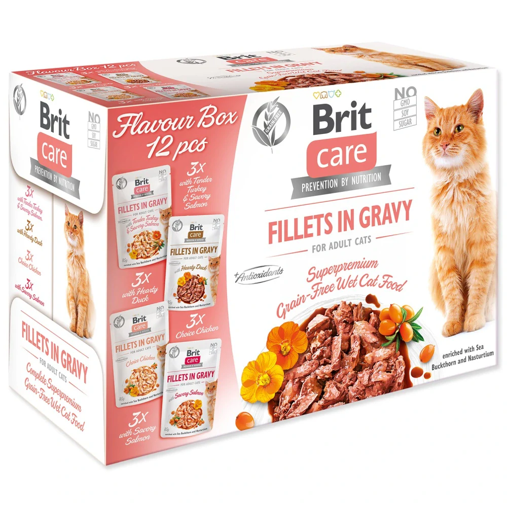 Kapsičky Brit Care Cat Flavour box filety v omáčce Multi 12 x 85 g