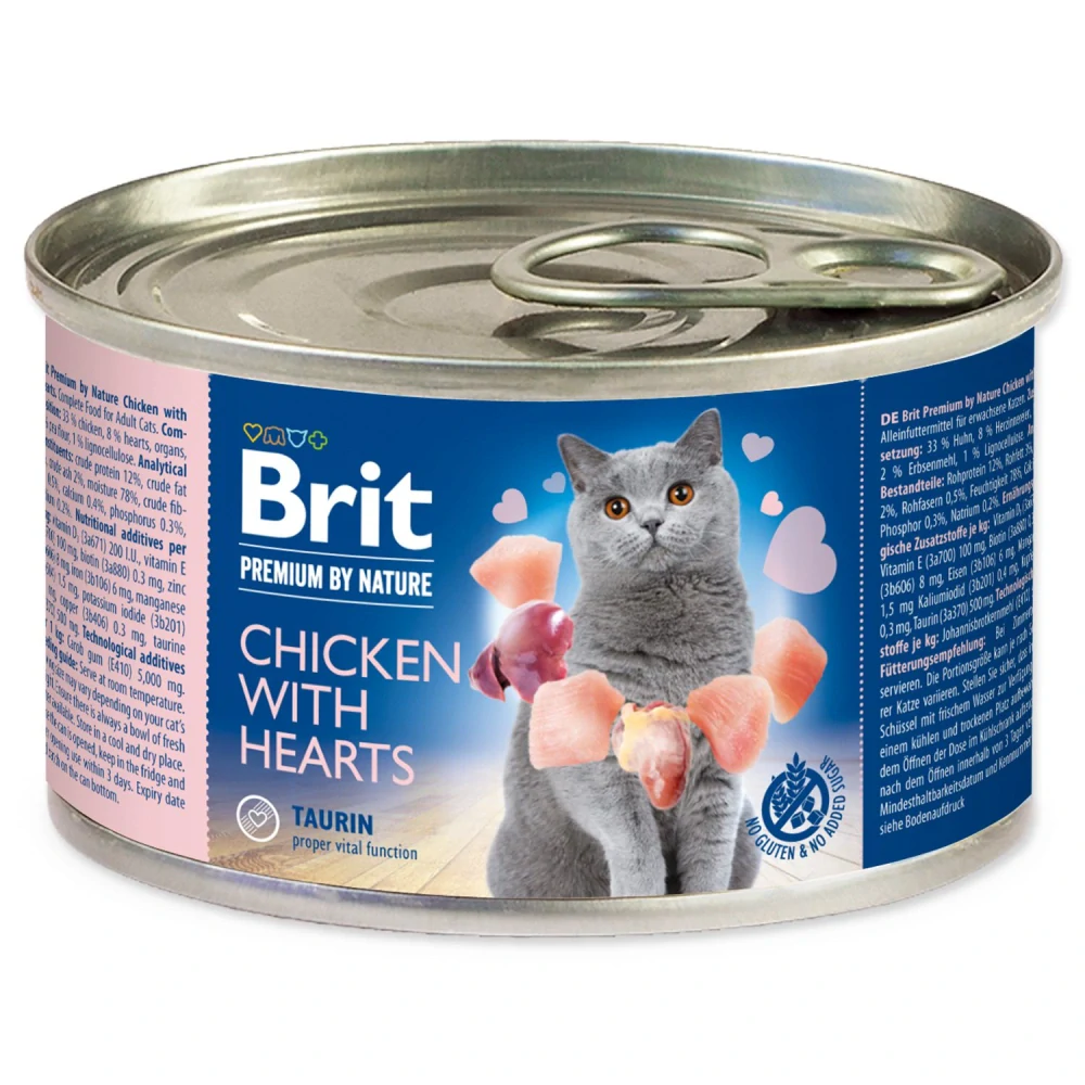 Konzerva Brit Premium by Nature kuře a srdce 200 g