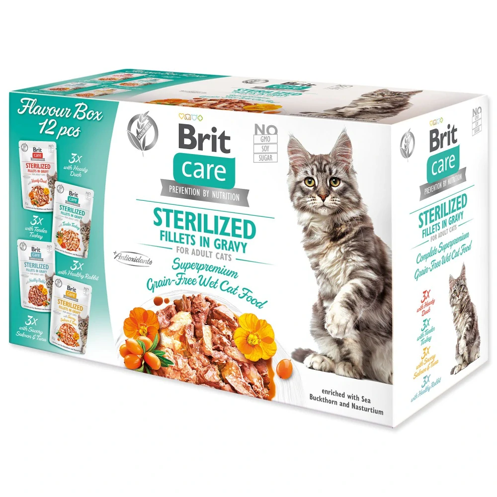 Kapsička Brit Care Cat Flavour box Sterilized filety v omáčce Multi 12 x 85 g