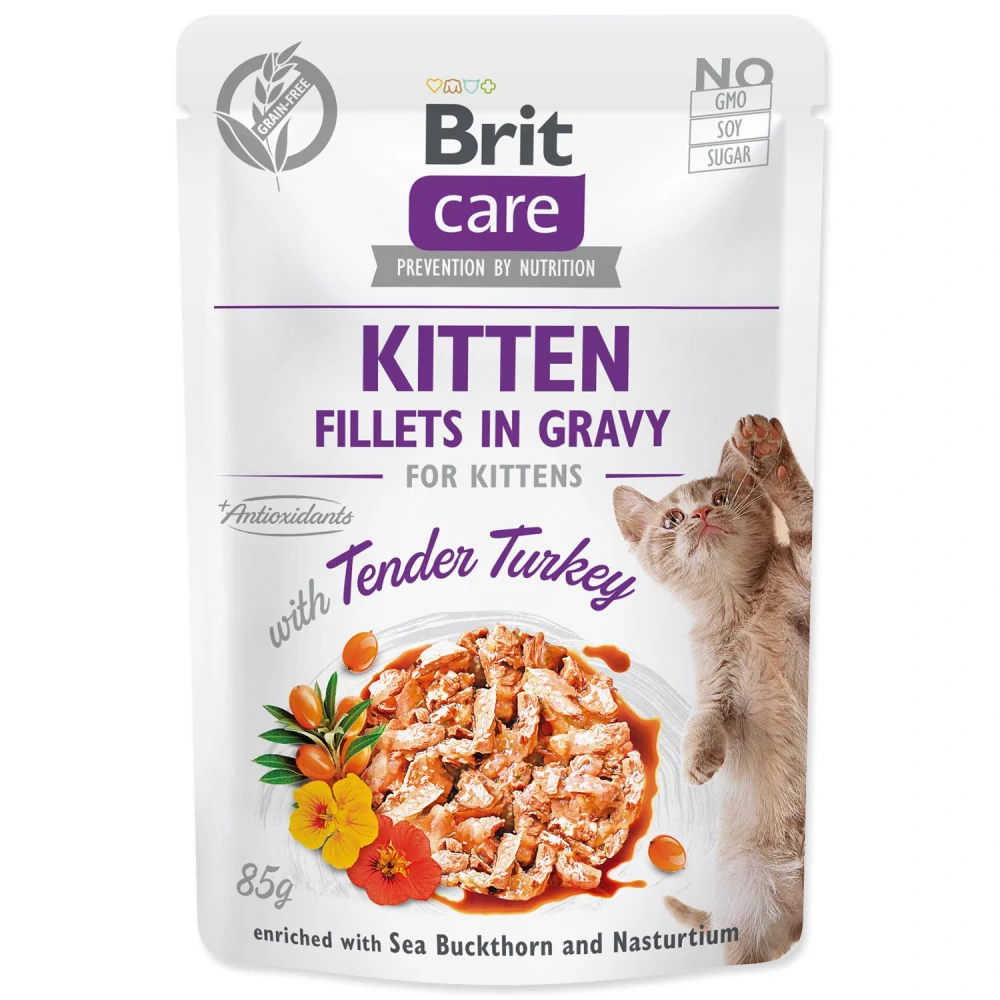 Kapsička Brit Care Cat Kitten krůta, filety v omáčce 85 g