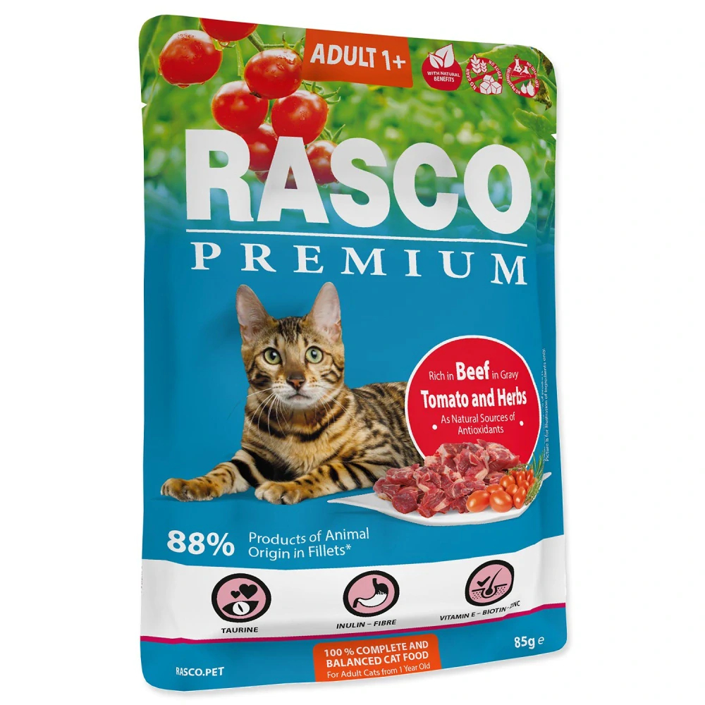 Kapsička Rasco Premium Adult hovězí s rajčaty a bylinkami 85 g