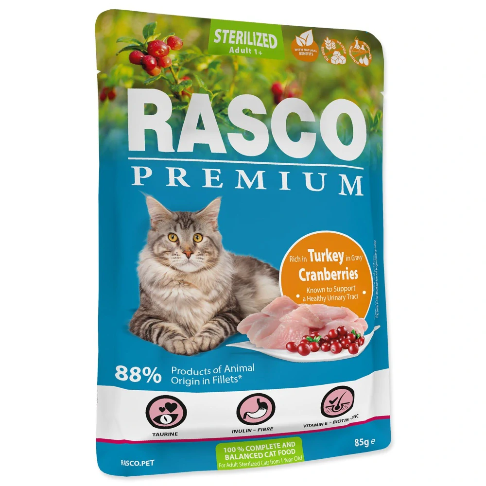 Kapsička Rasco Premium Sterilized krůta s brusinkou 85 g