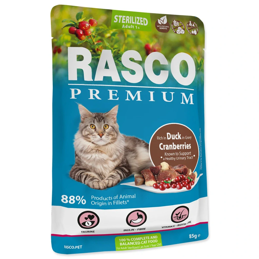 Kapsička Rasco Premium Sterilized kachna s brusinkou 85 g