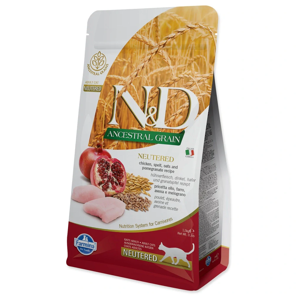 Krmivo N&D Cat Neutered Ancestral Grain Chicken & Pomegranate 1,5kg