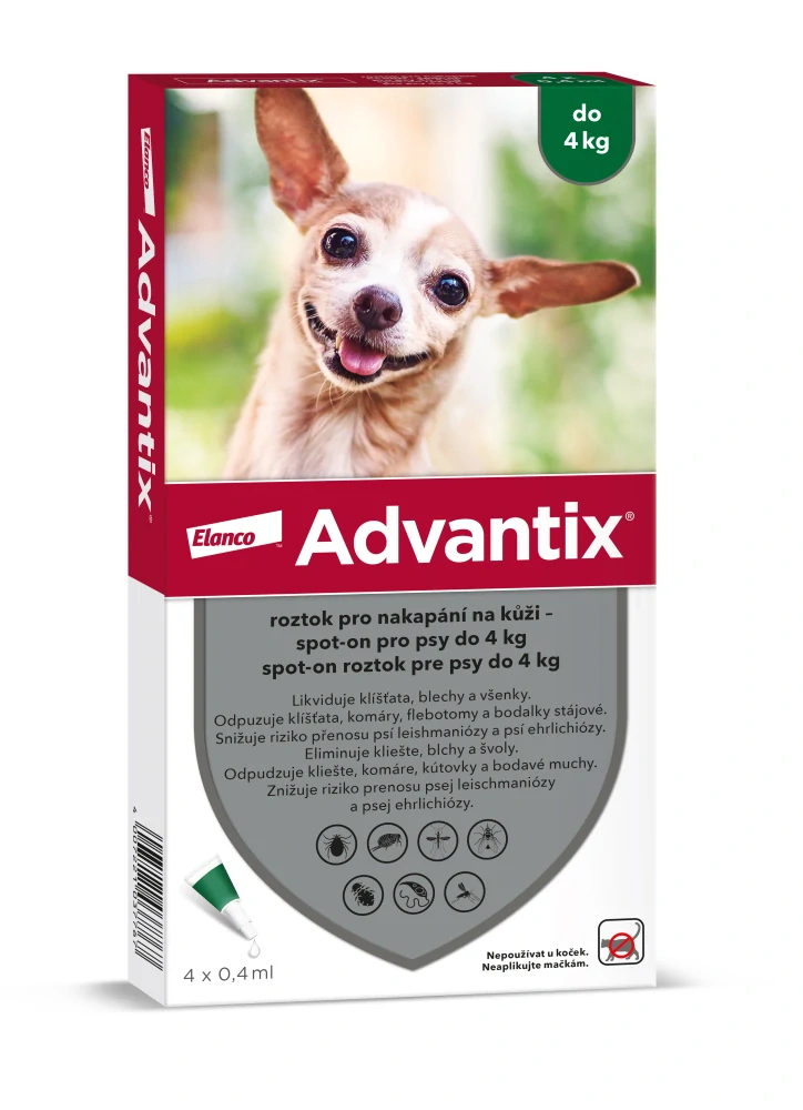 Advantix Spot On pro psy do 4kg - 4 pipety