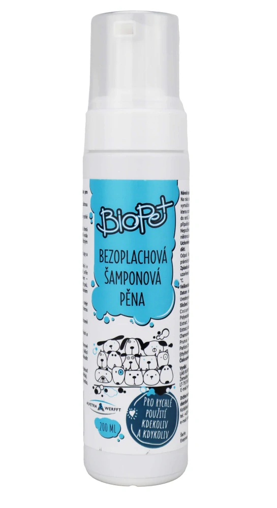 BIOPET bezoplachový šampon/pěna 200 ml