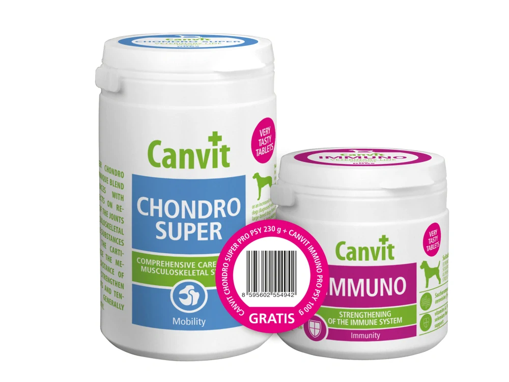 Canvit Chondro Super 230g+Canvit Imunno pro psy 100g ZDARMA