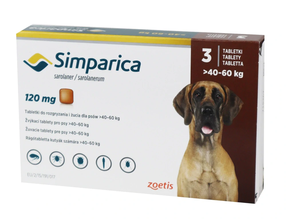 Simparica 120mg 40 - 60kg 3 tablety