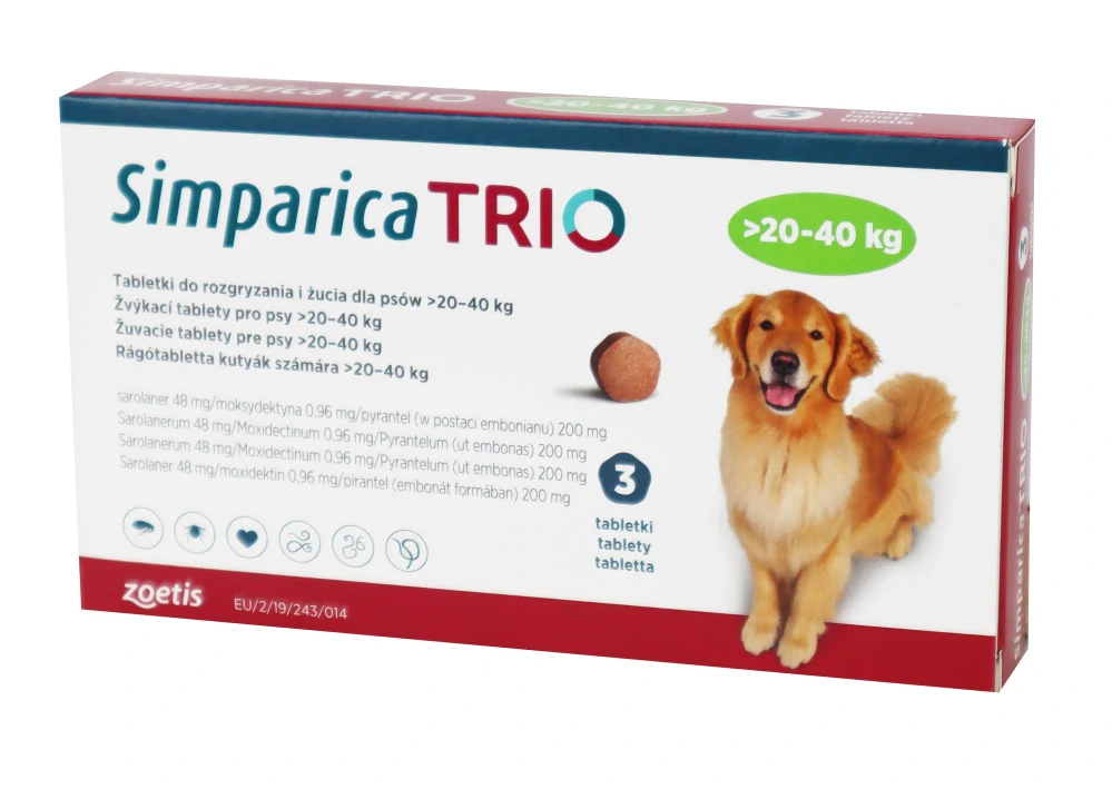 Simparica TRIO 20 - 40kg 3 tablety