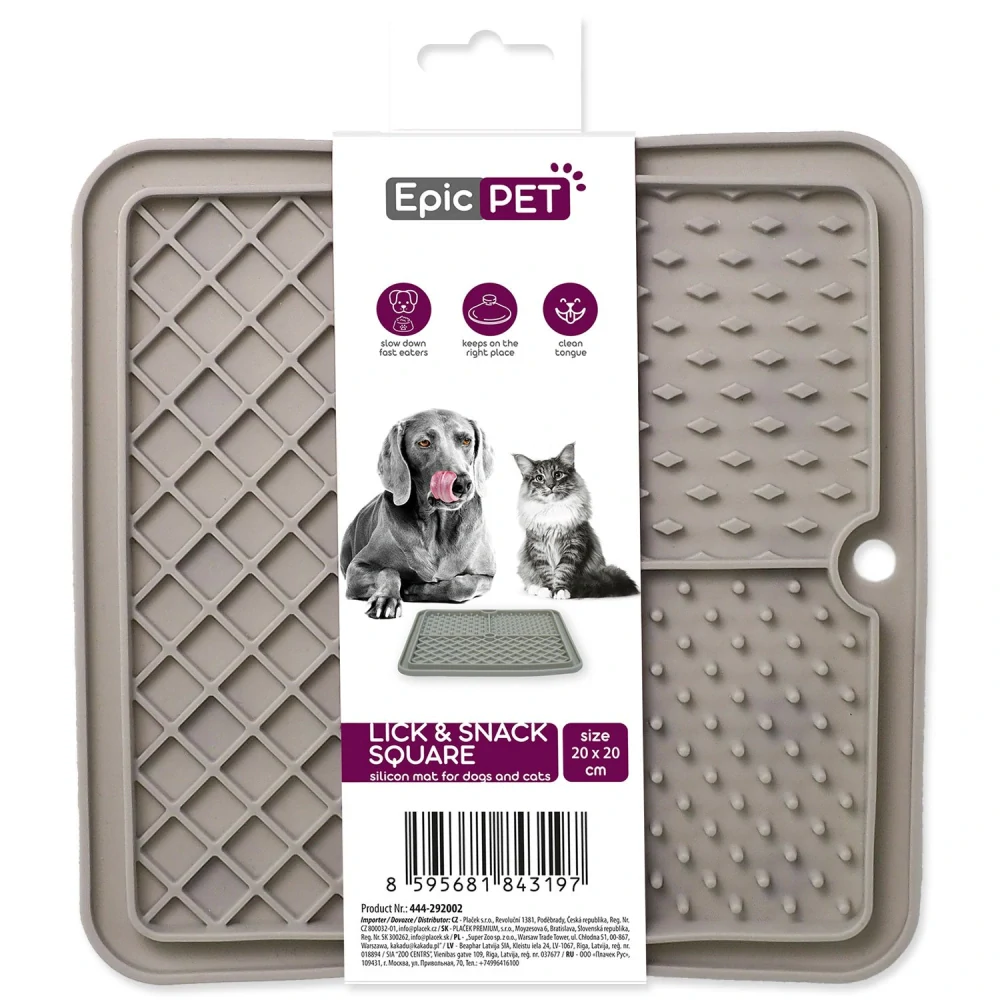 Podložka lízací Epic Pet Lick&Snack čtverec světle šedý 20x20cm