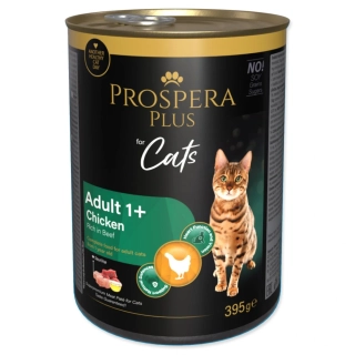 Konzerva Prospera Plus Adult 1+ Kuřecí paté, bohaté na hovězí 395 g