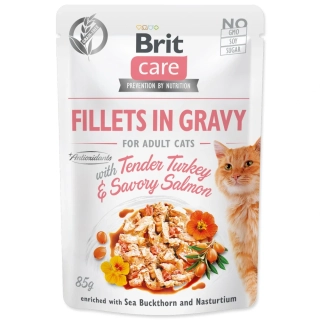 Kapsička Brit Care Cat krůta a losos, filety v omáčce 85 g