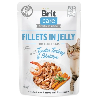 Kapsička Brit Care Cat krůta a krevety, filety v želé 85 g