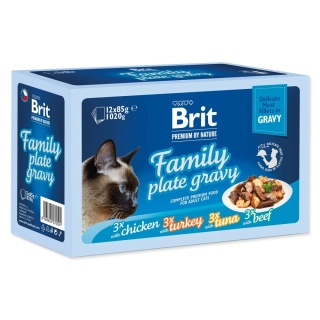 Kapsička Brit Premium by Nature filety v omáčce Family Plate 12 x 85 g