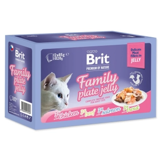 Kapsička Brit Premium by Nature filety v želé Family Plate 12 x 85 g