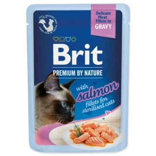 Kapsička Brit Premium by Nature Sterilised losos filety v omáčce 85 g