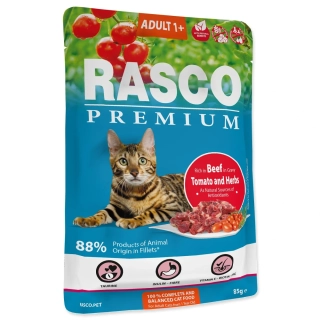 Kapsička Rasco Premium Adult hovězí s rajčaty a bylinkami 85 g