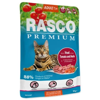 Kapsička Rasco Premium Adult telecí s rajčaty a bylinkami 85 g