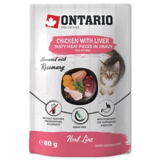 Kapsička Ontario Kitten kuře s játry v omáčce 80 g