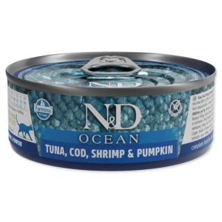 Konzerva N&D Cat Ocean Tuna, Cod, Shrimp & Pumpkin 70 g