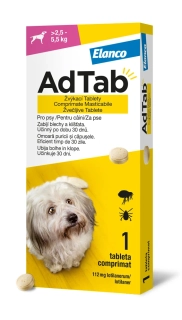 AdTab pro psy 112mg žvýkací tbl. (2,5-5,5kg) 1 tableta